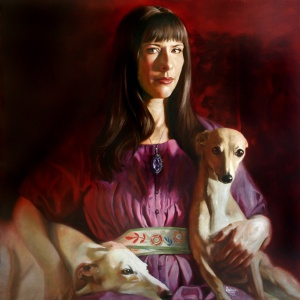 Selfportrait with Greyhounds