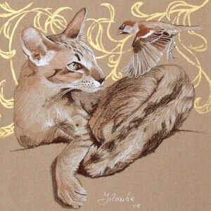 Tierwelten 1, Colored pencils on colored paper, 2008
