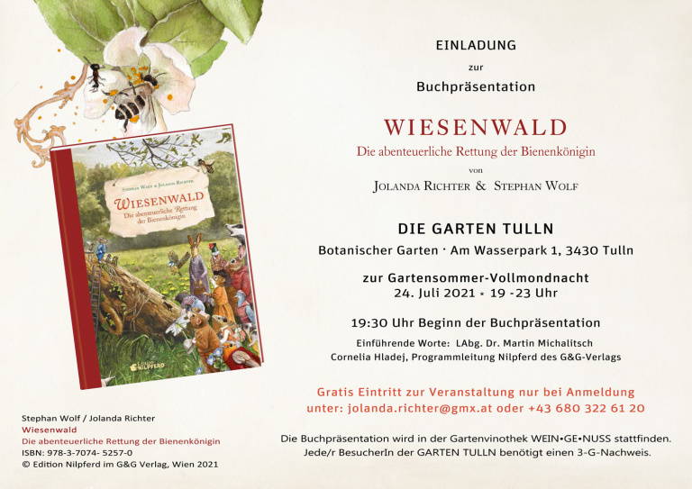 Einladung Buchpräsentation "Wiesenwald" zur Vollmondnacht der "Die Garten Tulln"