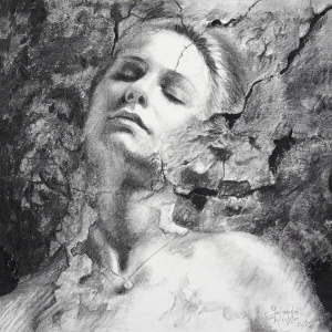 Transience 1, Kohle auf Papier, 29 x 29 cm, 2025